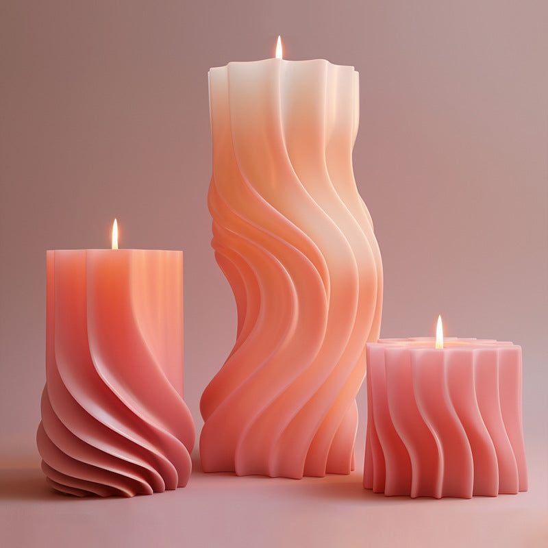 Modern Wavy Cylinder Silicone Candle Mold