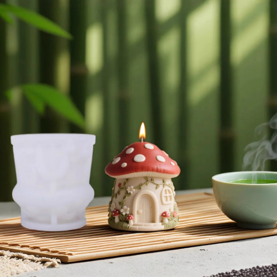 Floral Mushroom House Silicone Candle Mold