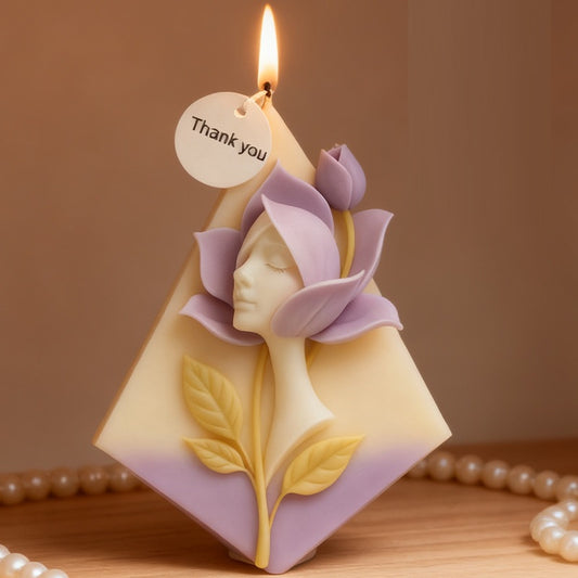 3D Human Face in Lotus Flower Silicone Candle Mold