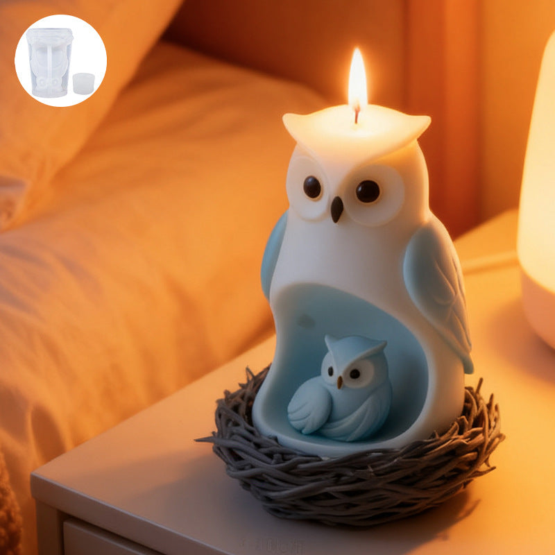 3D Mother and Baby Owl Silicone Candle Mold