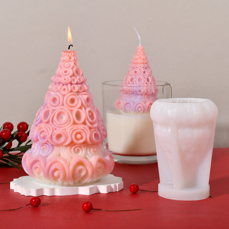 3D Christmas Tree Silicone Mold for Candles and Plaster Ornaments