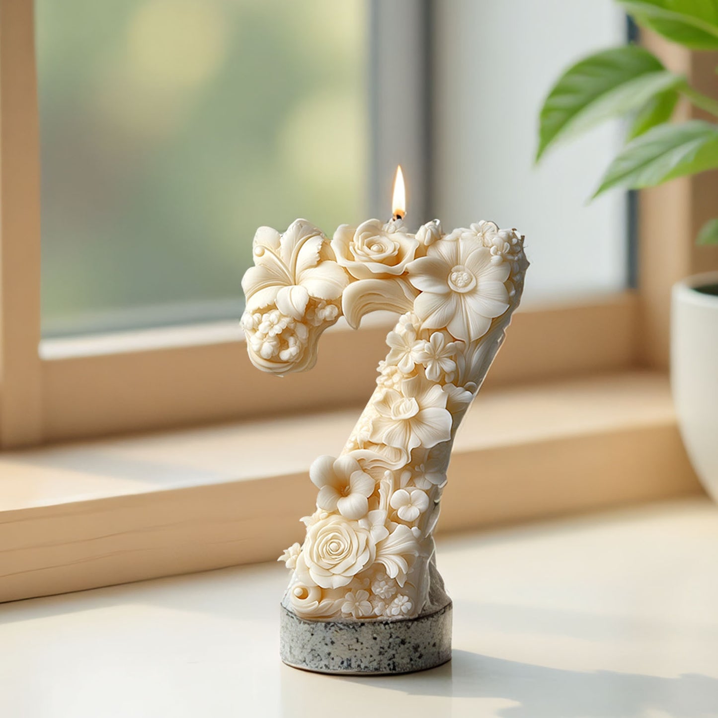 3D Floral Number Candle Silicone Mold