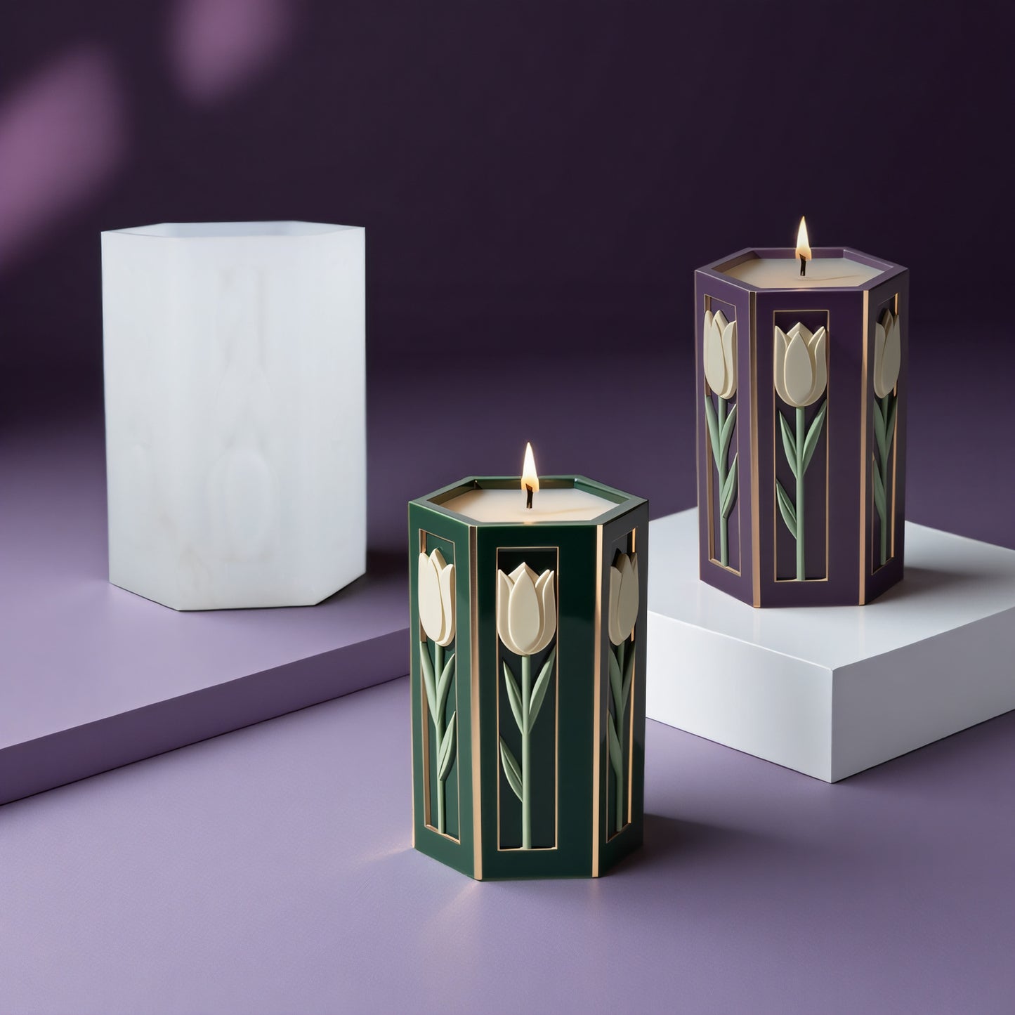 Geometric Tulip Scented Candle Silicone Mold