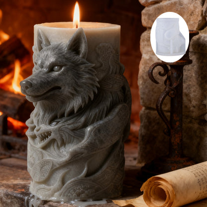 Embossed Wolf Scented Candle Silicone Mold