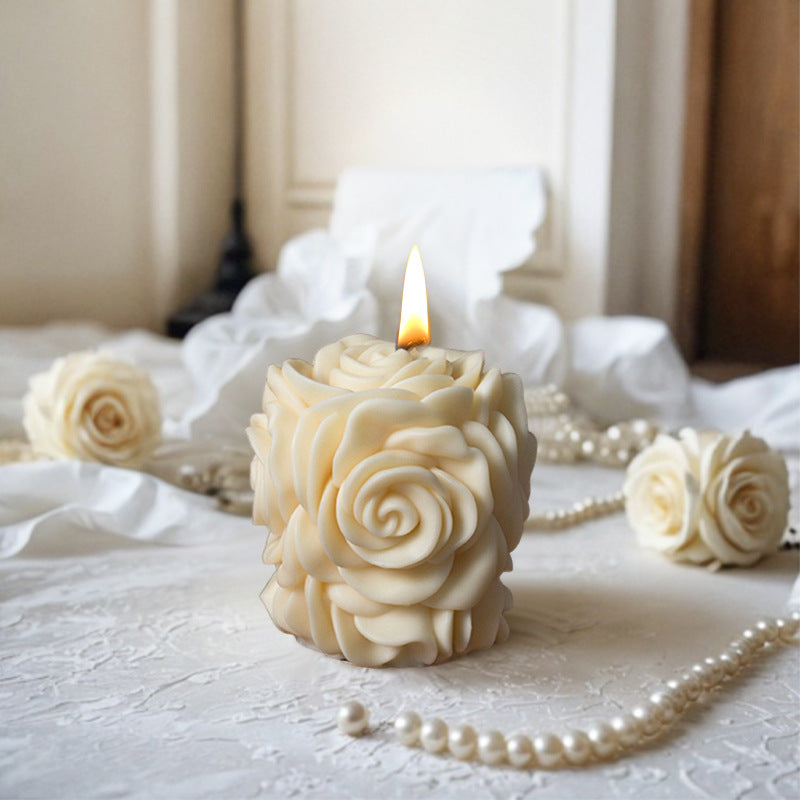 3D Rose Flower Column Silicone Mold for Candle Making