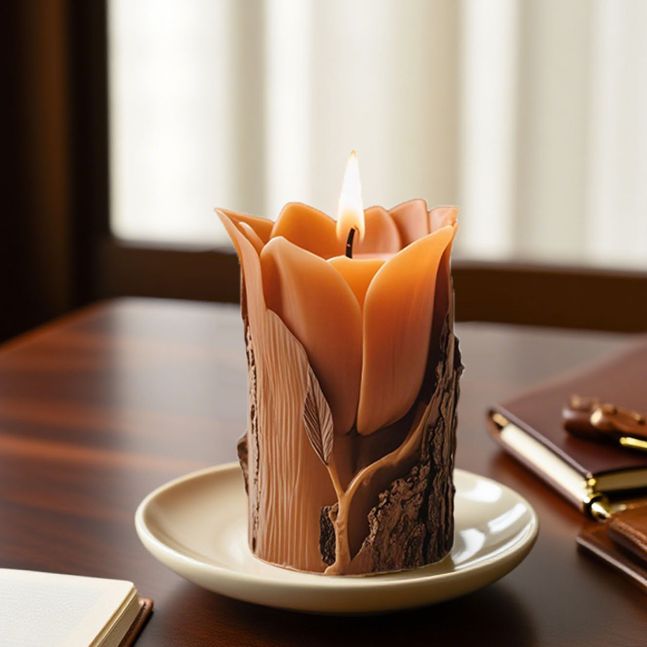 Floral Tree Stump Scented Candle Silicone Mold