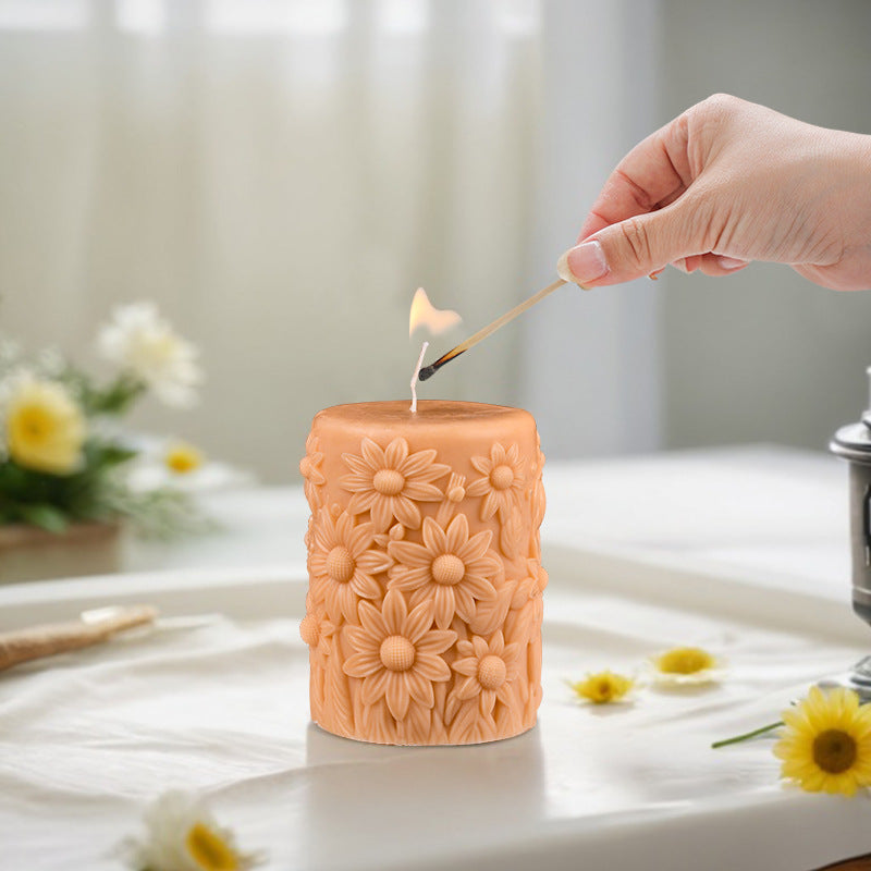 3D Blooming Flower Pillar Silicone Candle Mold