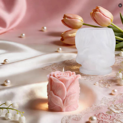 3D Blooming Rose Flower Silicone Candle Mold