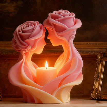 Romantic Rose Lovers Embrace Candle Mold