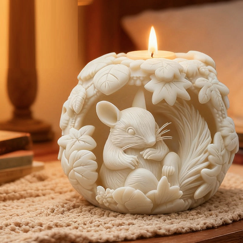 Christmas Squirrel Silicone Scented Candle Mold