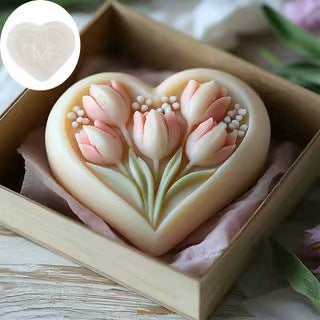 Heart Tulip Scented Candle Silicone Mold