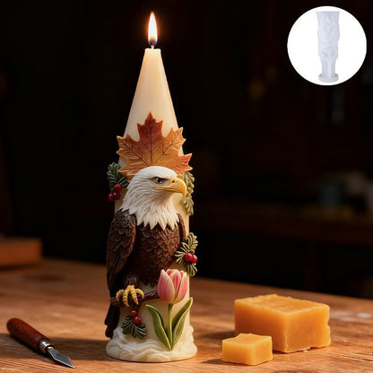 3D Bald Eagle with Autumn Leaves Silicone Candle Mold