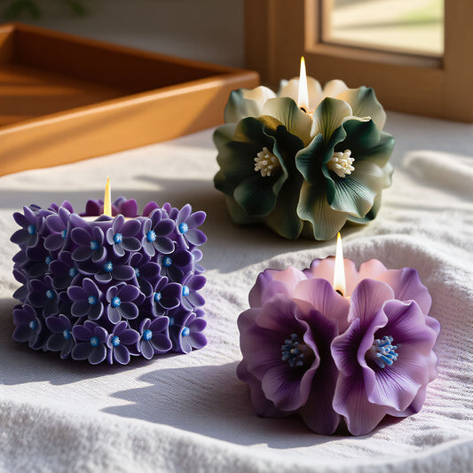 Square Hydrangea Scented Candle Silicone Mold