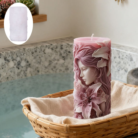 3D Face with Flowers Silicone Candle Mold