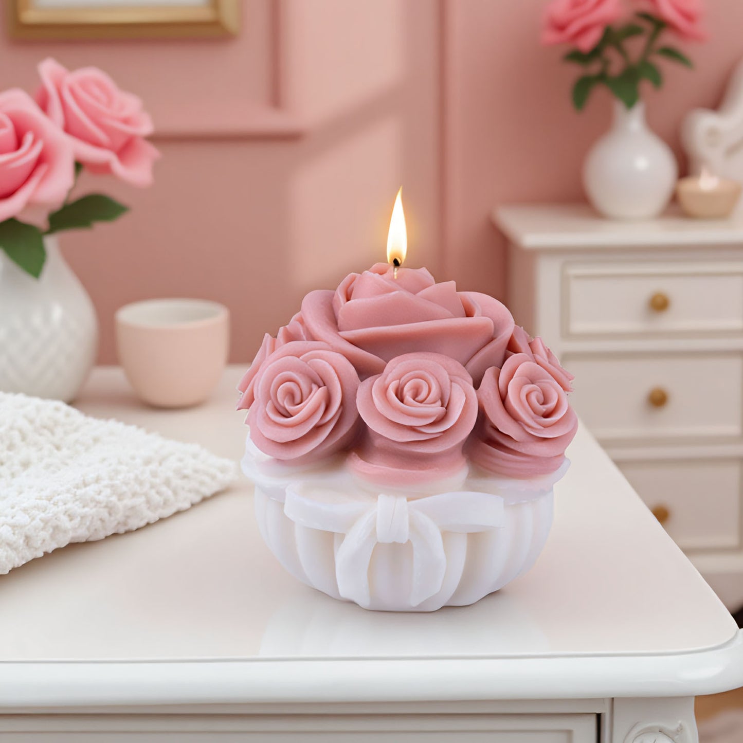 Romantic Rose Bouquet Silicone Candle Mold