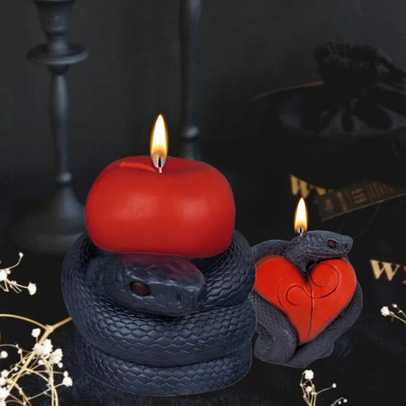 3D Heart with Snake Silicone Candle Mold