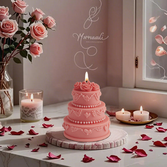 3D Rose Flower Topped Cake Silicone Mold for Candle Making