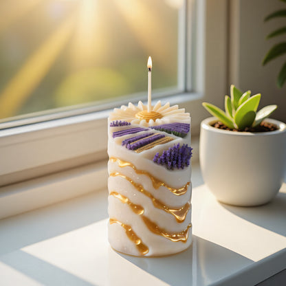 3D Lavender Pillar Silicone Scented Candle Mold