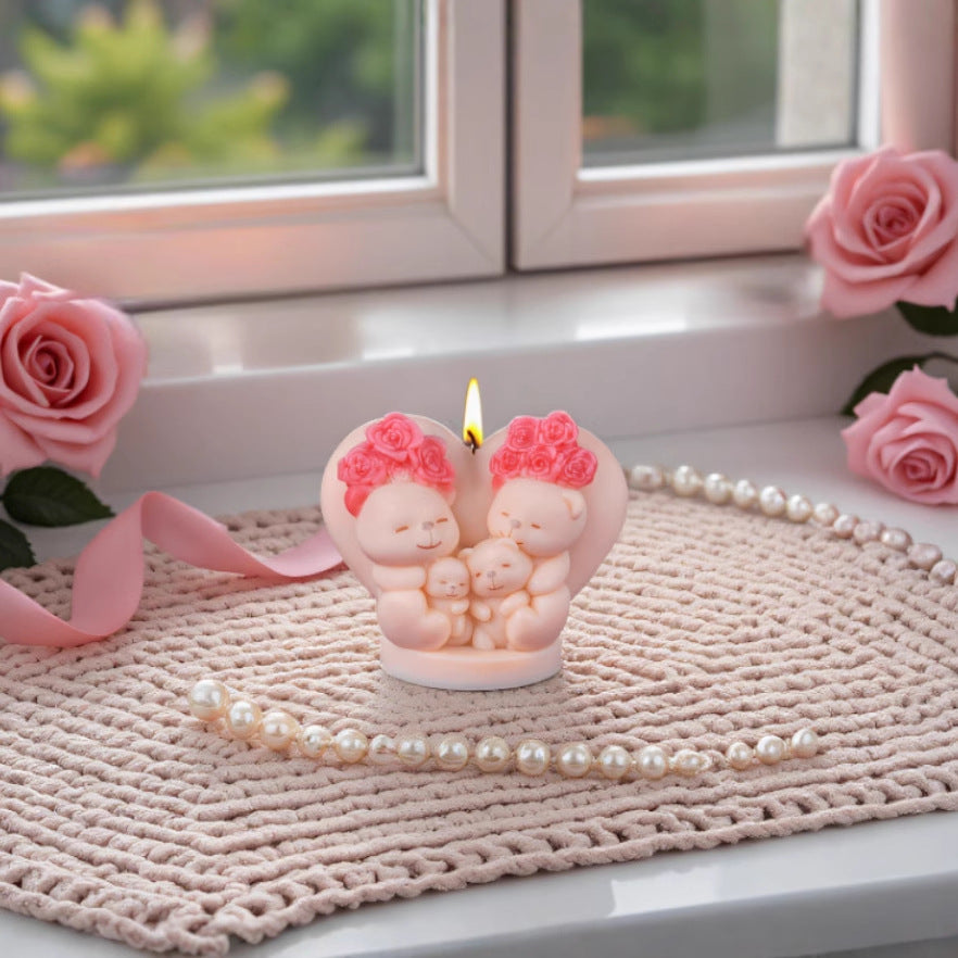 Valentine's Day Rose Bear Scented Candle Silicone Mold