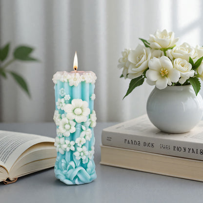 Floral Pillar Scented Candle Silicone Mold
