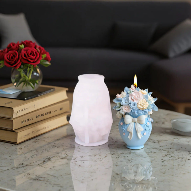 3D Flower Basket Silicone Scented Candle Mold