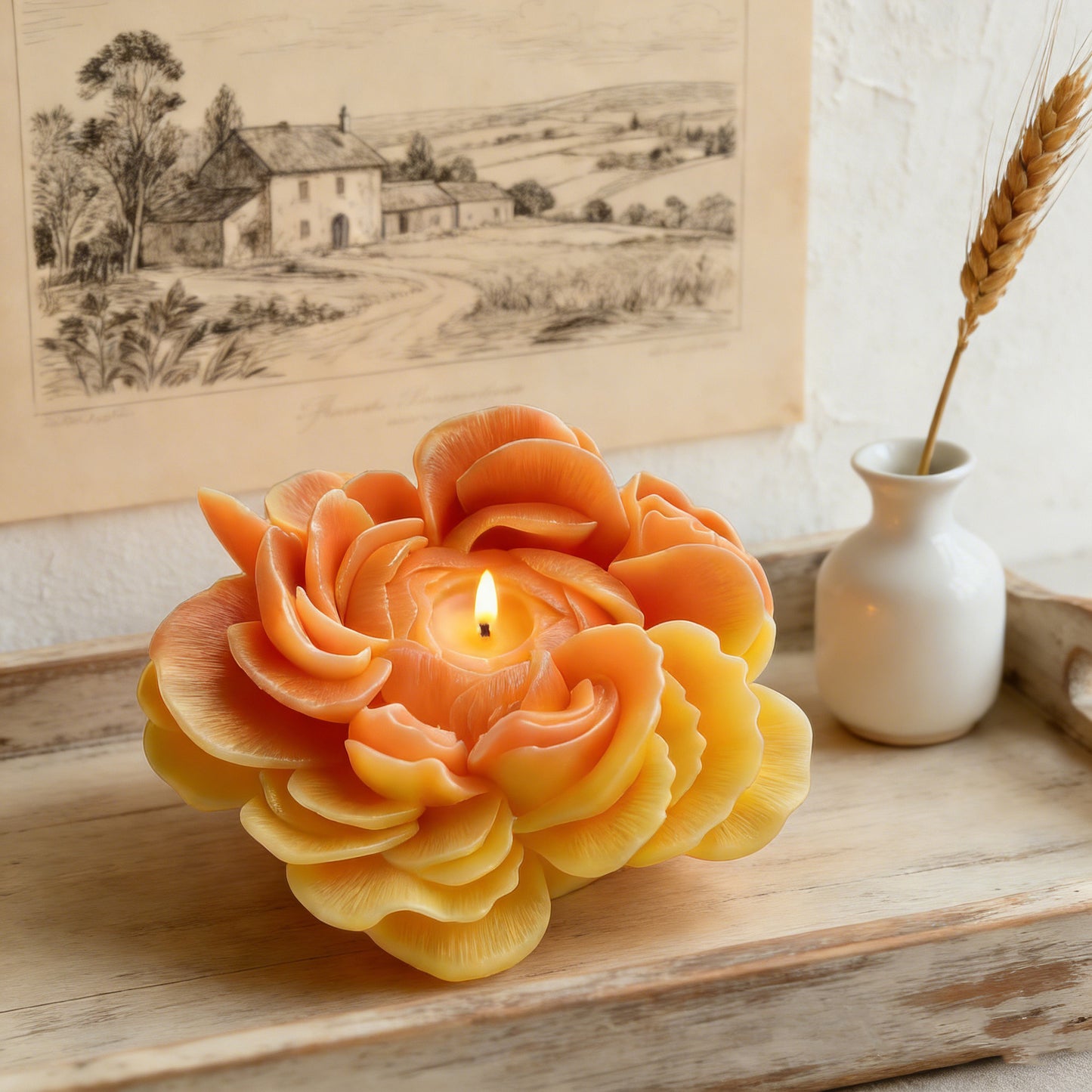 3D Ranunculus Flower Scented Candle Silicone Mold