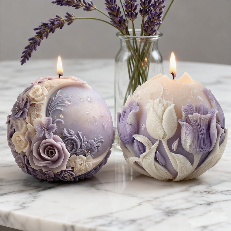 Spherical Moon & Floral Scented Candle Silicone Mold