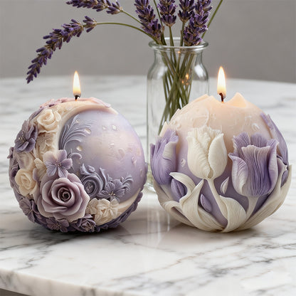 Spherical Moon & Floral Scented Candle Silicone Mold