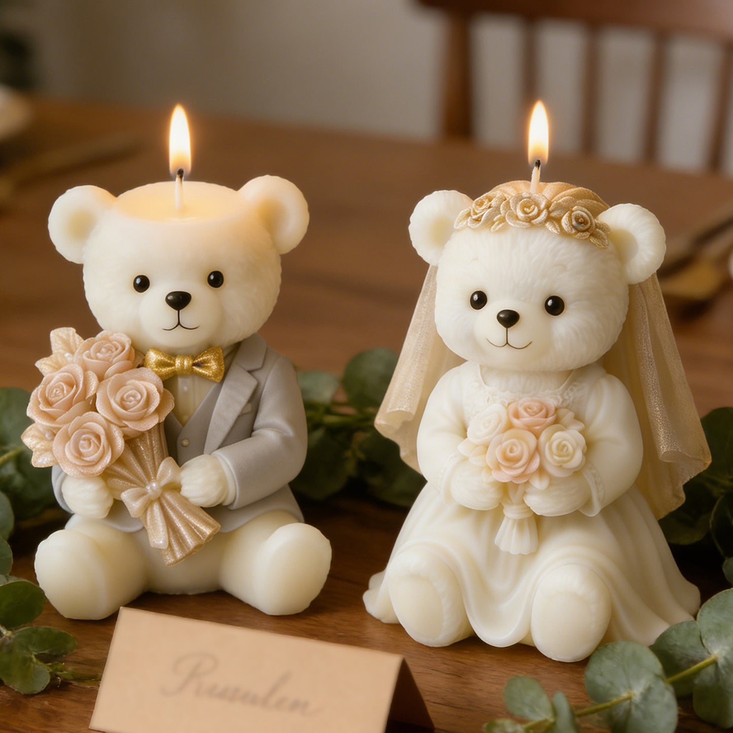 3D Wedding Couple Bears Aroma Silicone Mold