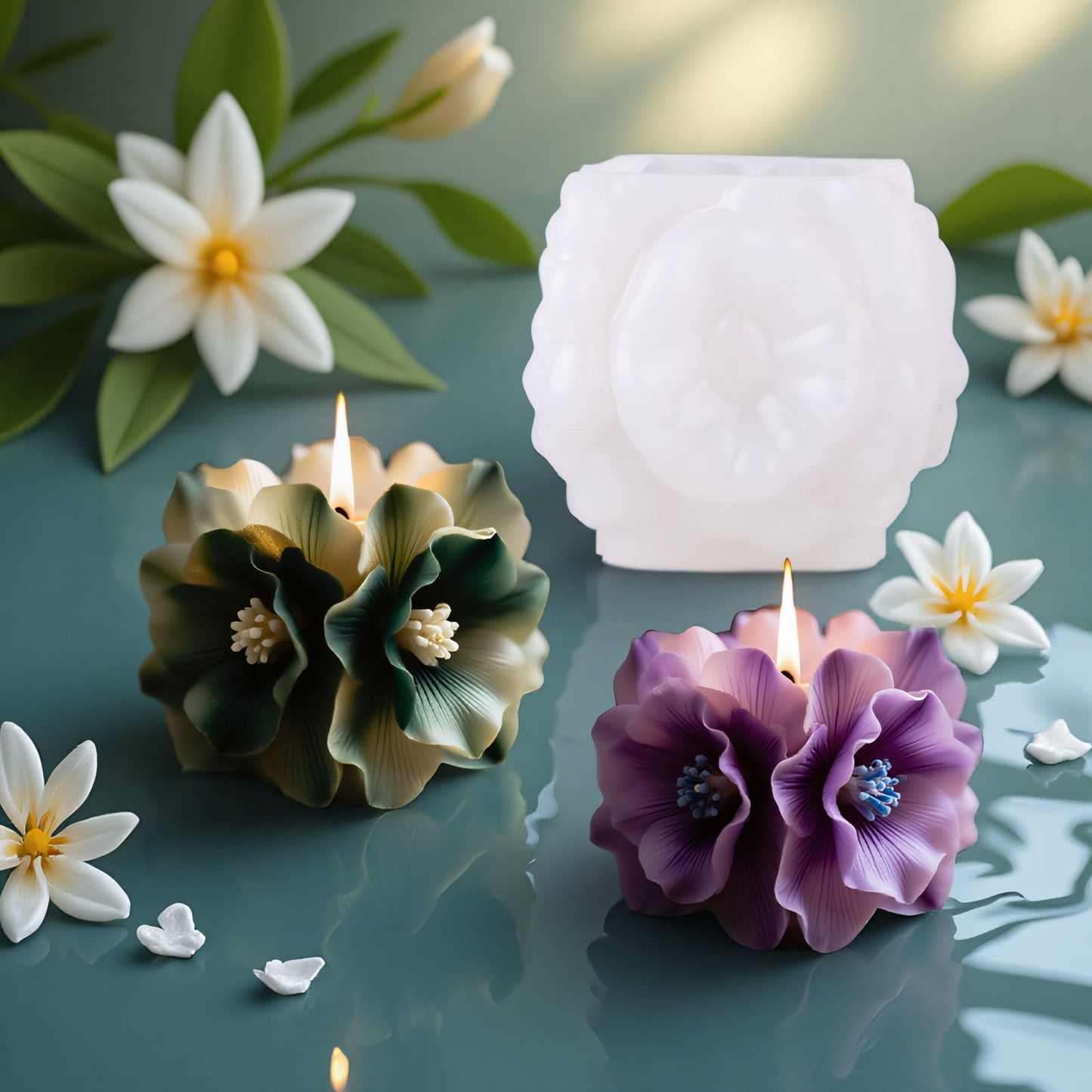 Square Hydrangea Scented Candle Silicone Mold