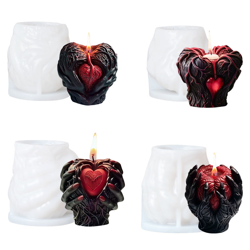 Halloween Hand Holding Heart Scented Candle Silicone Mold