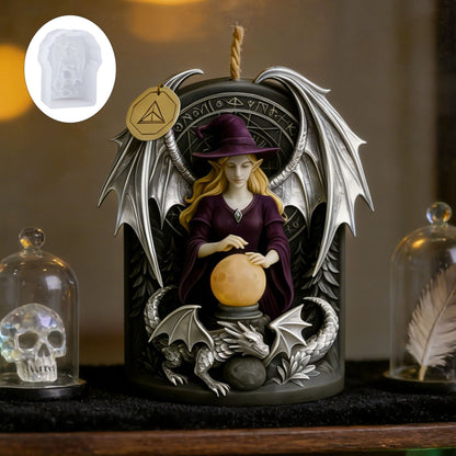 3D Relief Witch Scented Candle Silicone Mold