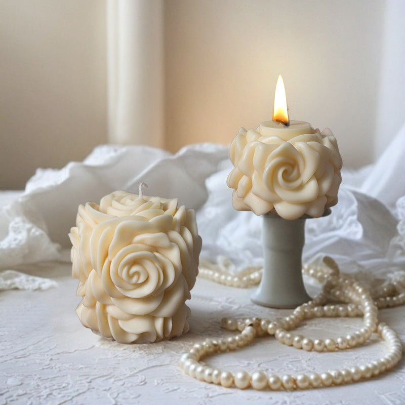 3D Rose Flower Column Silicone Mold for Candle Making