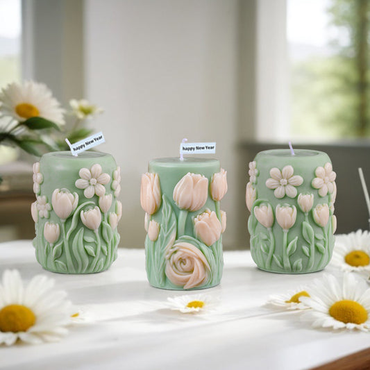 3D Blooming Flower Pillar Silicone Candle Mold