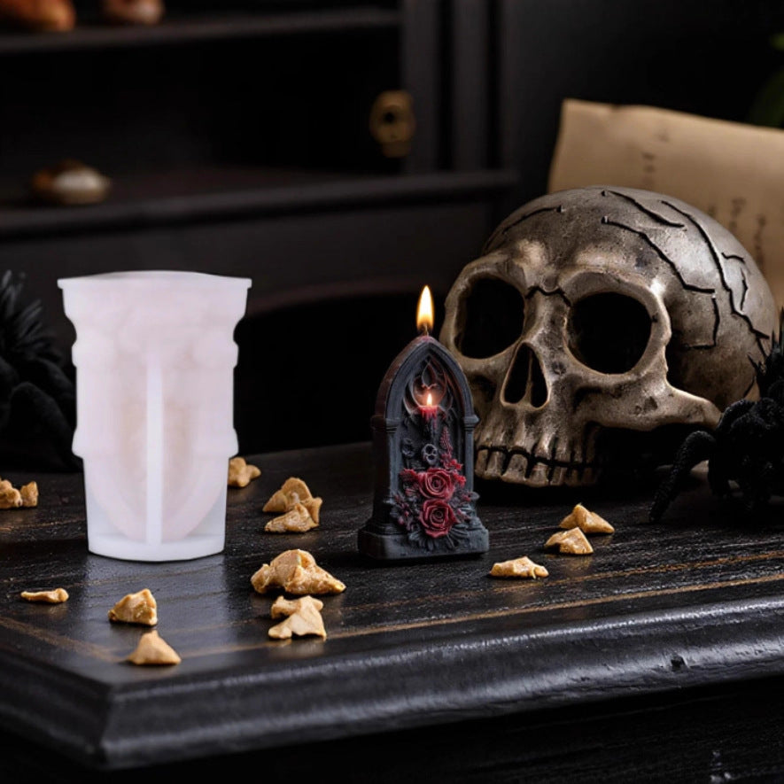 3D Rose Tombstone Silicone Scented Candle Mold