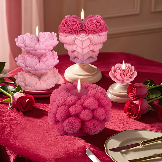 3D Rose Floral Heart Silicone Candle Mold