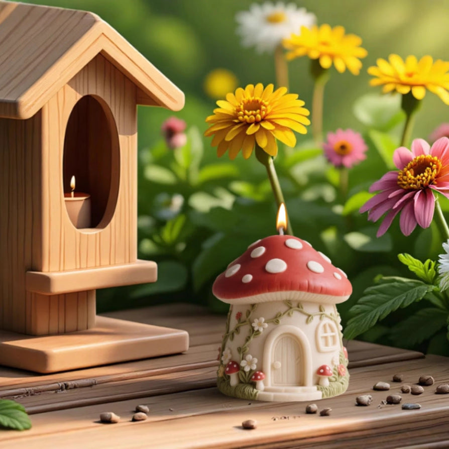 Floral Mushroom House Silicone Candle Mold