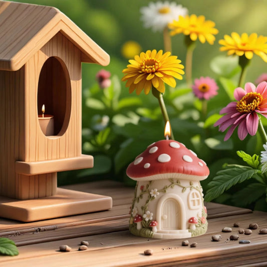 Floral Mushroom House Silicone Candle Mold