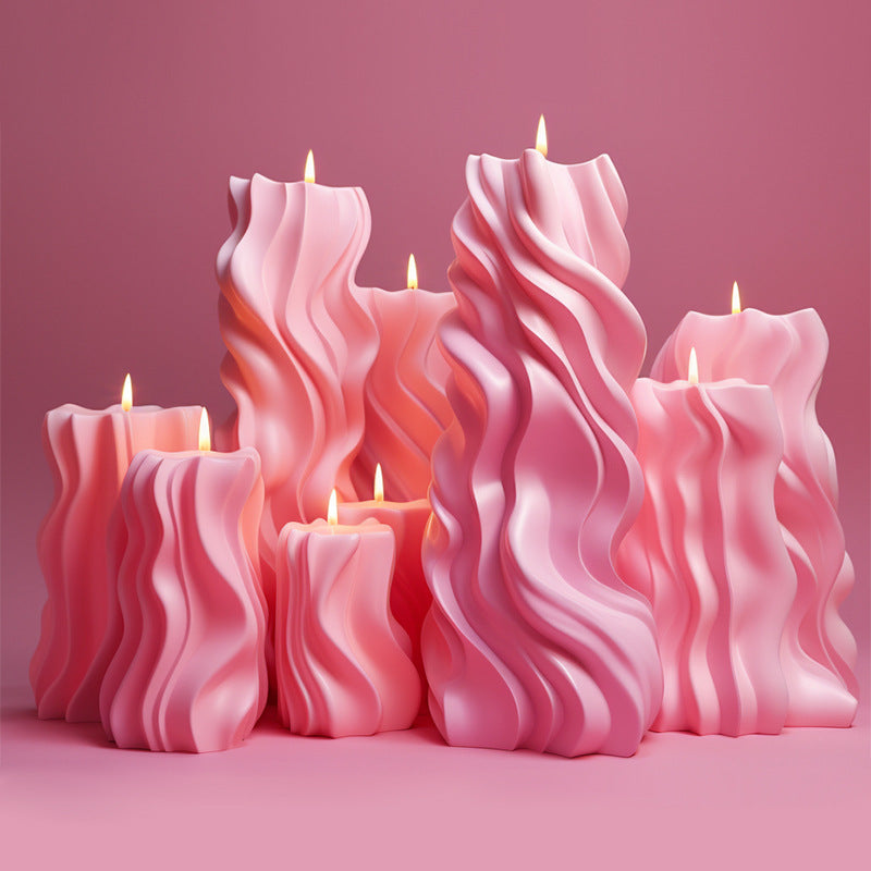 Modern Wavy Cylinder Silicone Candle Mold