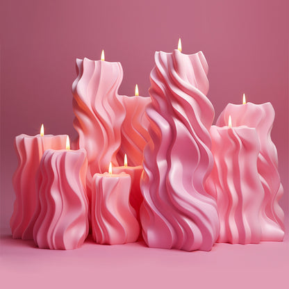 Modern Wavy Cylinder Silicone Candle Mold
