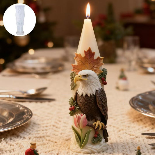 3D Bald Eagle with Autumn Leaves Silicone Candle Mold