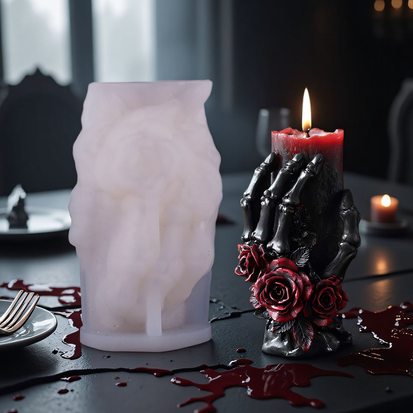 Halloween 3D Skull Hand Silicone Candle Mold