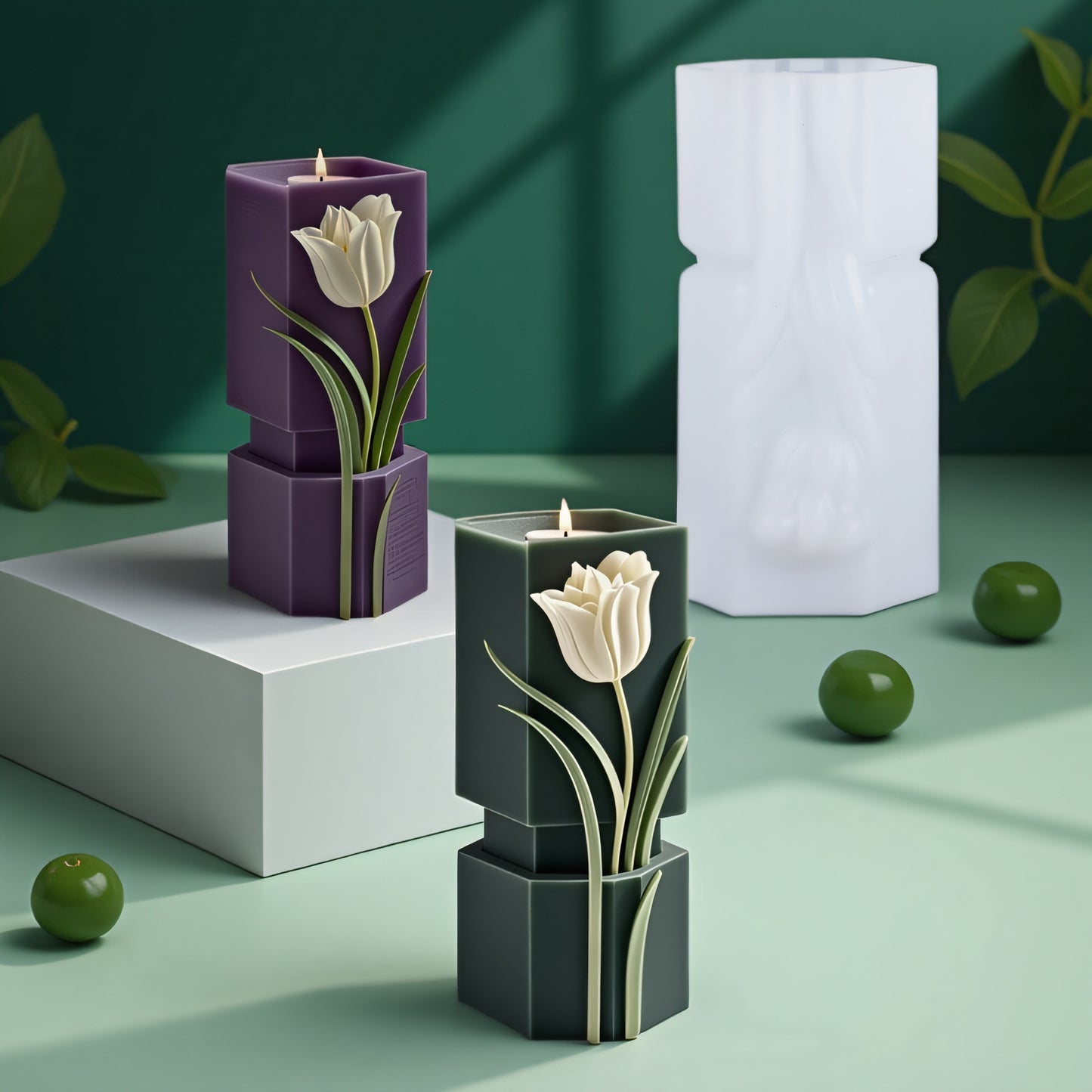 Geometric Tulip Scented Candle Silicone Mold