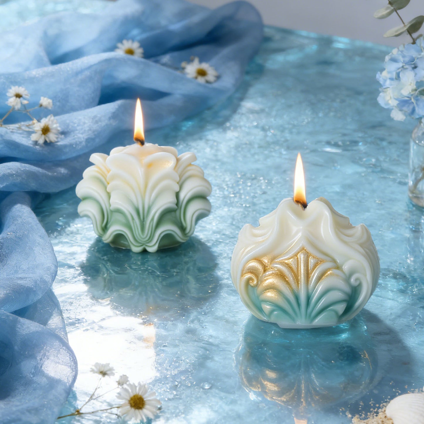 3D Realistic Seashell Candle Silicone Mold