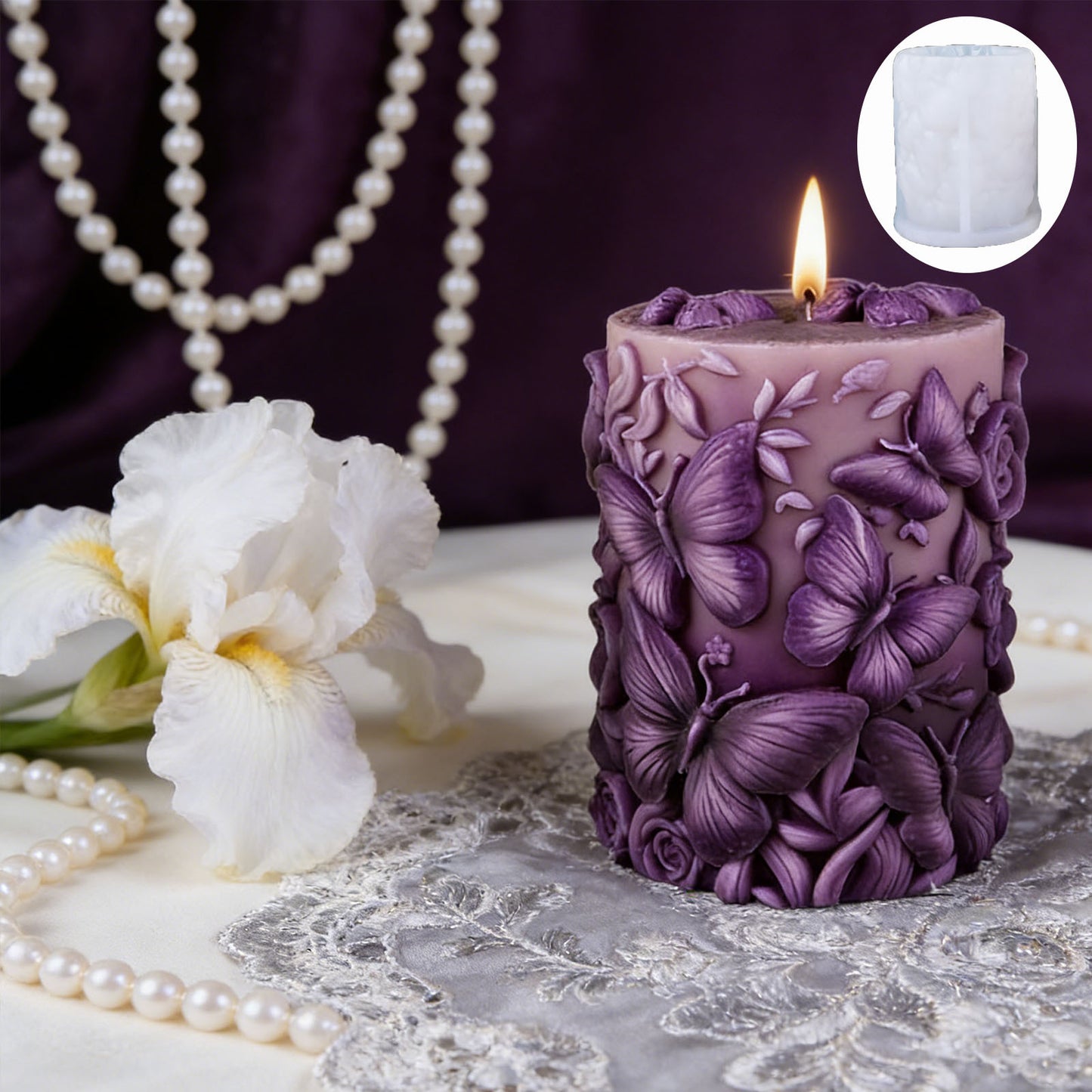 Butterfly Cylinder Scented Candle Silicone Mold