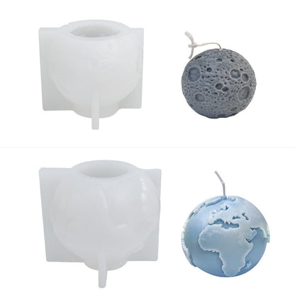 3D Moon & Earth Sphere Scented Candle Silicone Mold