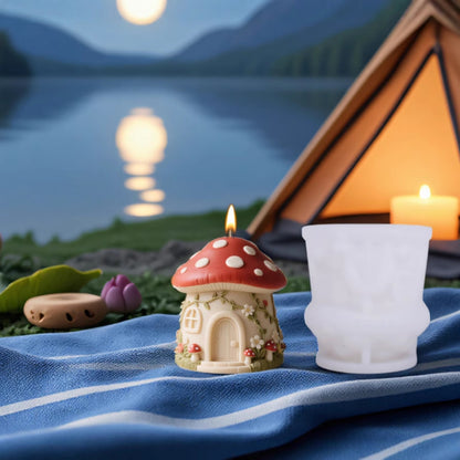 Floral Mushroom House Silicone Candle Mold