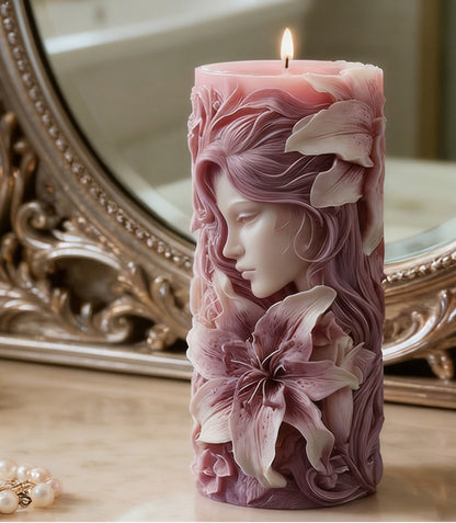 3D Face with Flowers Silicone Candle Mold