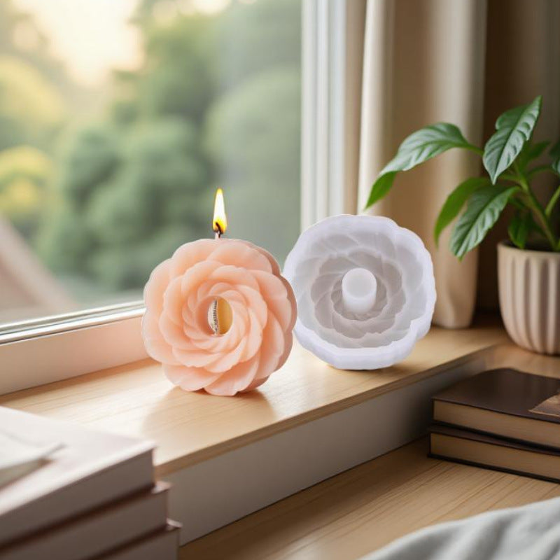 3D Ring Floral Pillar Silicone Candle Mold