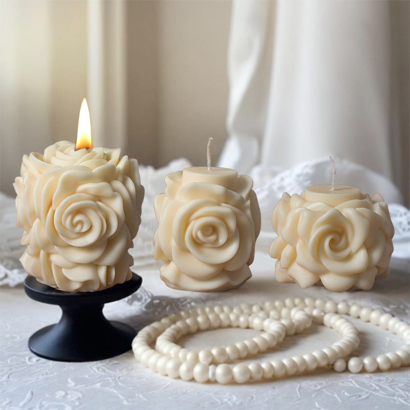 3D Rose Flower Column Silicone Mold for Candle Making